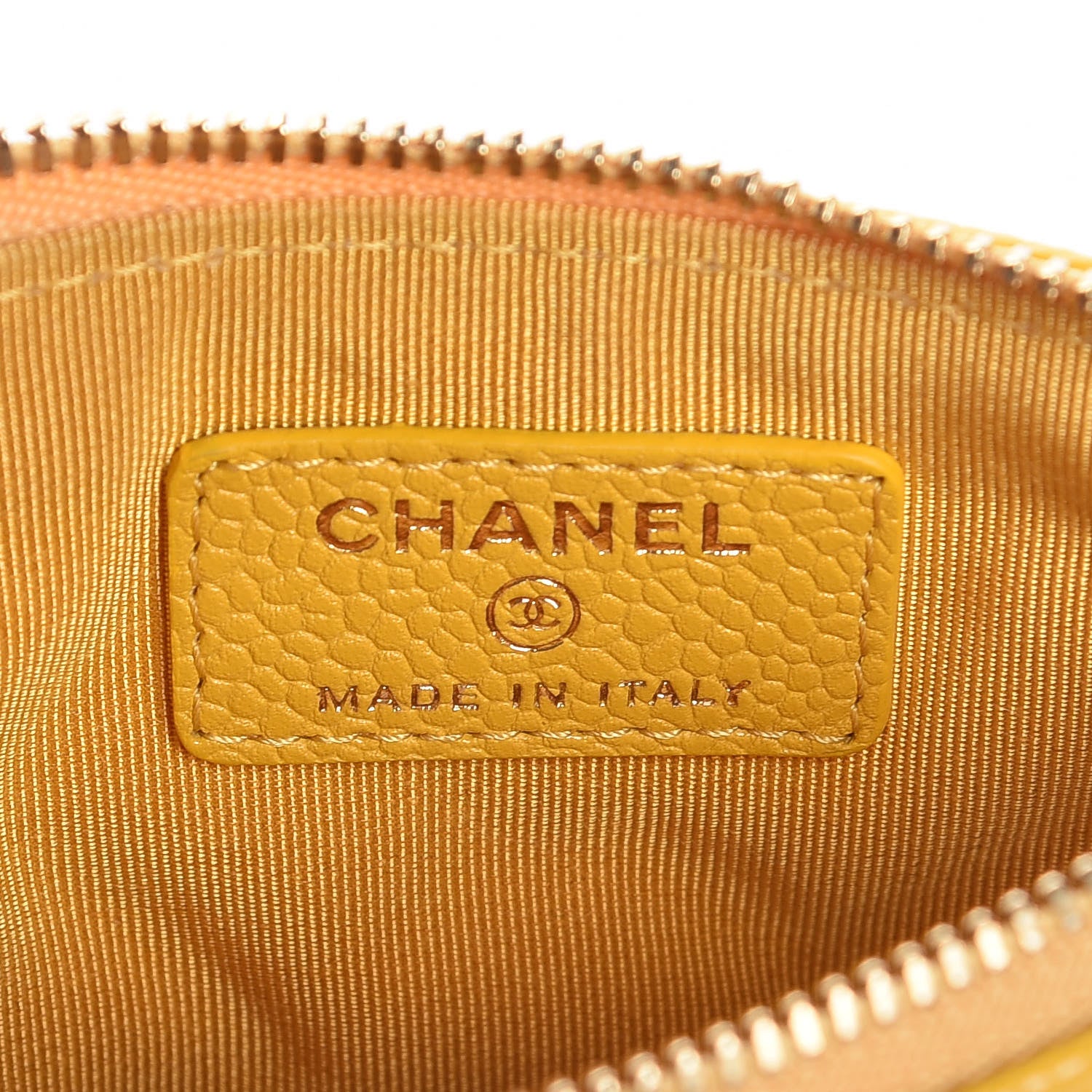 Chanel Caviar Quilted Small Cosmetic Case Yellow 6 of 8