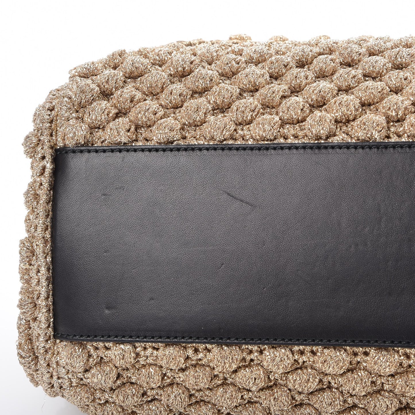 Metallic Crochet Miss Sicily Top Handle Flap Gold