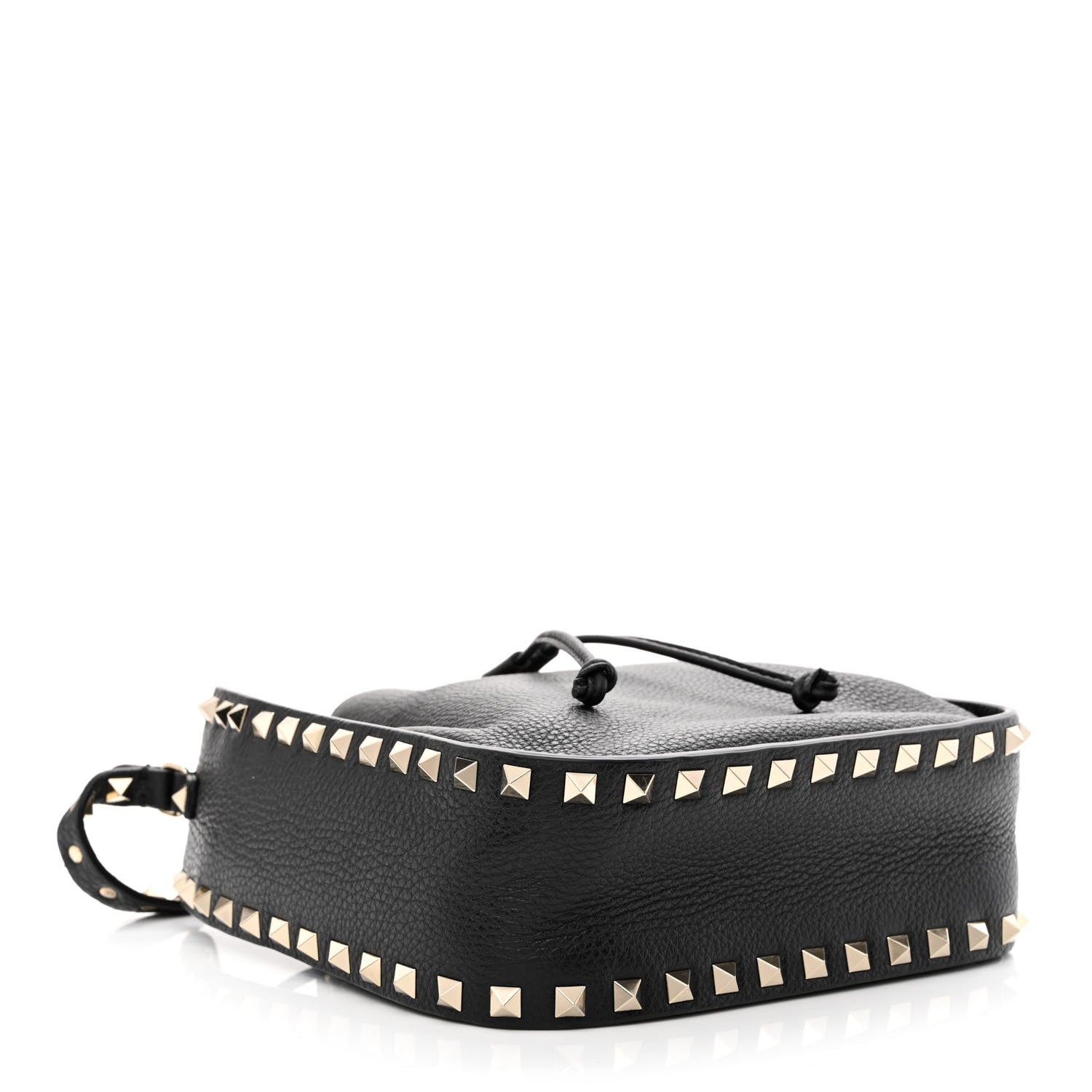Valentino Garavani Grained Calfskin Rockstud Bucket Bag Black 4 of 9