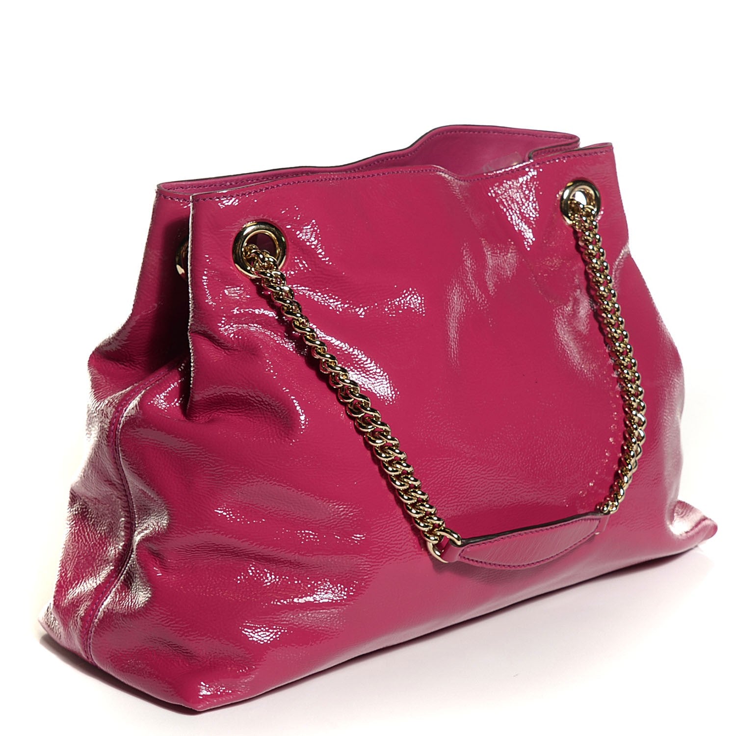 Gucci Vernice Naplack Medium Soho Chain Shoulder Bag Bright Bouganville 3 of 9