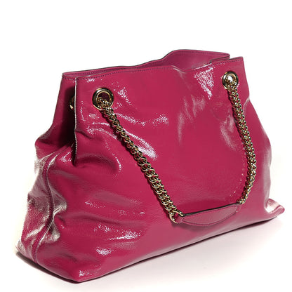 Gucci Vernice Naplack Medium Soho Chain Shoulder Bag Bright Bouganville 3 of 9