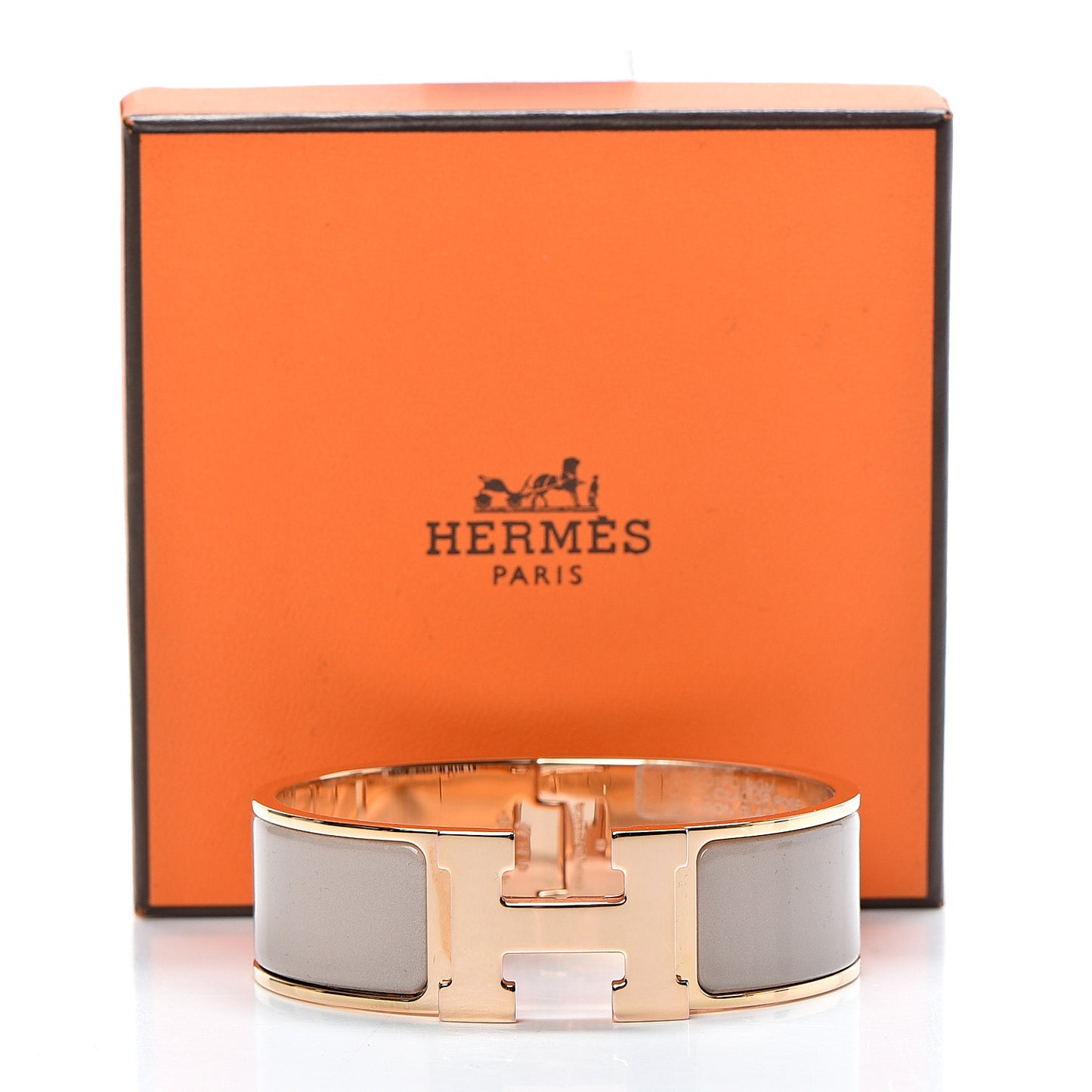 Enamel Wide Clic Clac H Bracelet GM Marron Glace