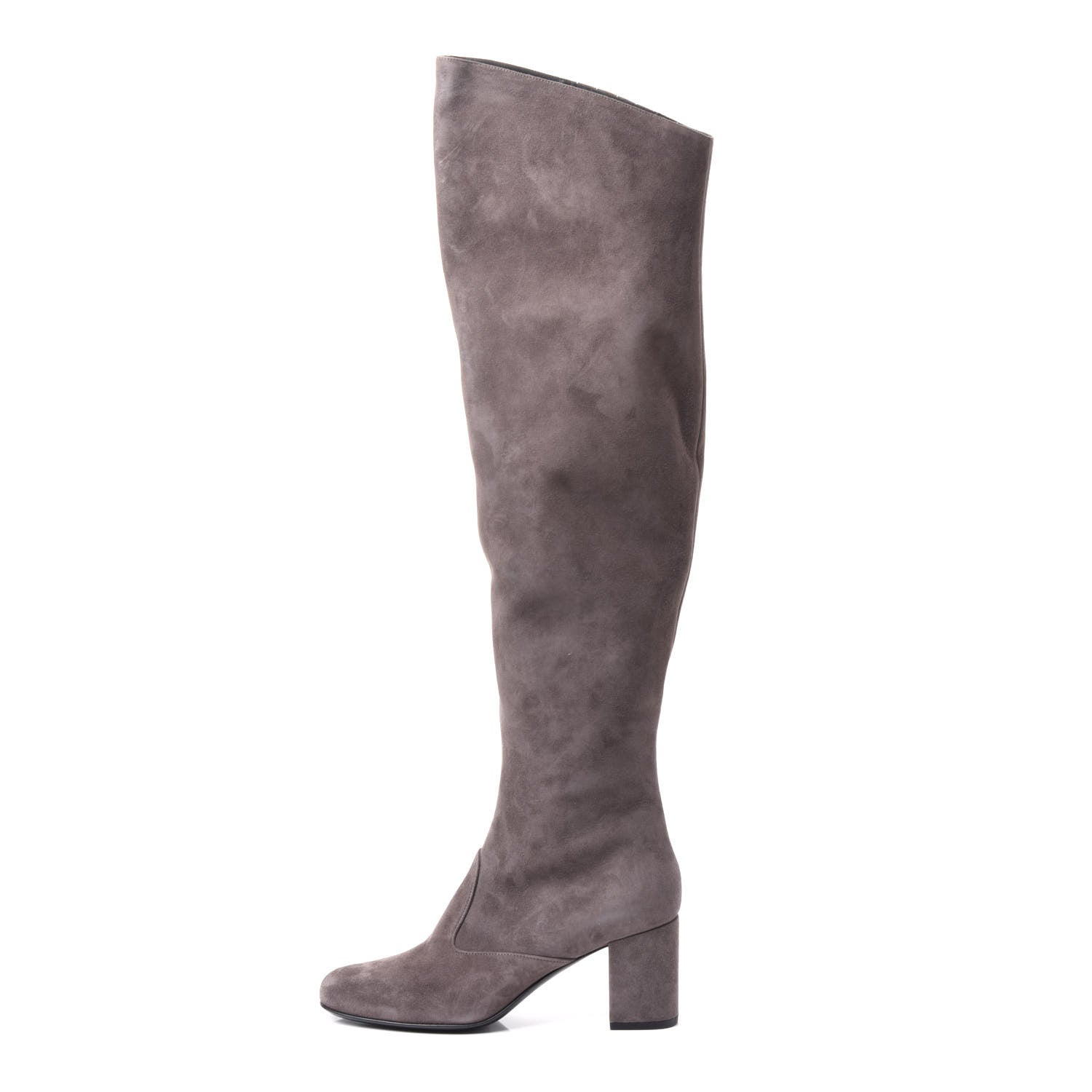 Saint Laurent Suede Babies Over The Knee Boots 36 Road Grey 1 of 7