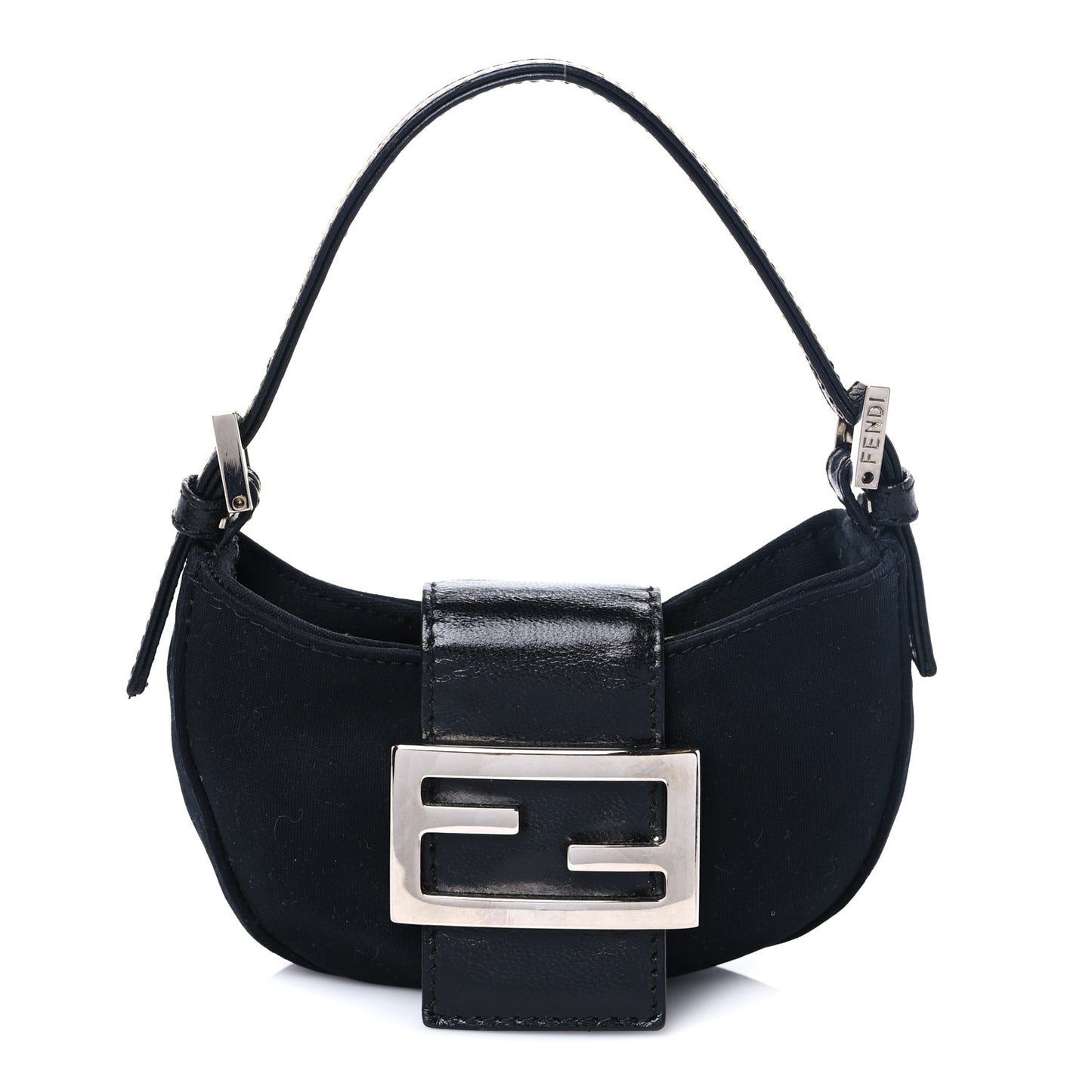 Canvas Mini Half Moon Baguette Black