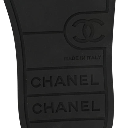 Chanel Lambskin Printed Logo Sneakers 37.5 Black 7 of 10