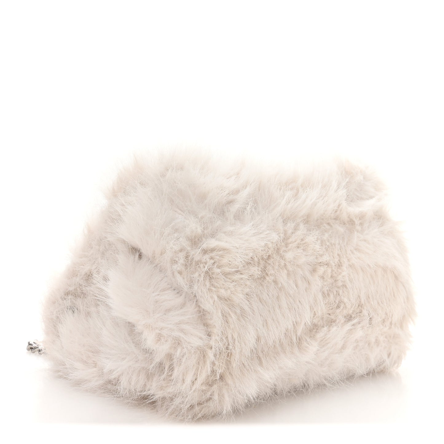 Faux Fur Medium Crush Chain Bag White