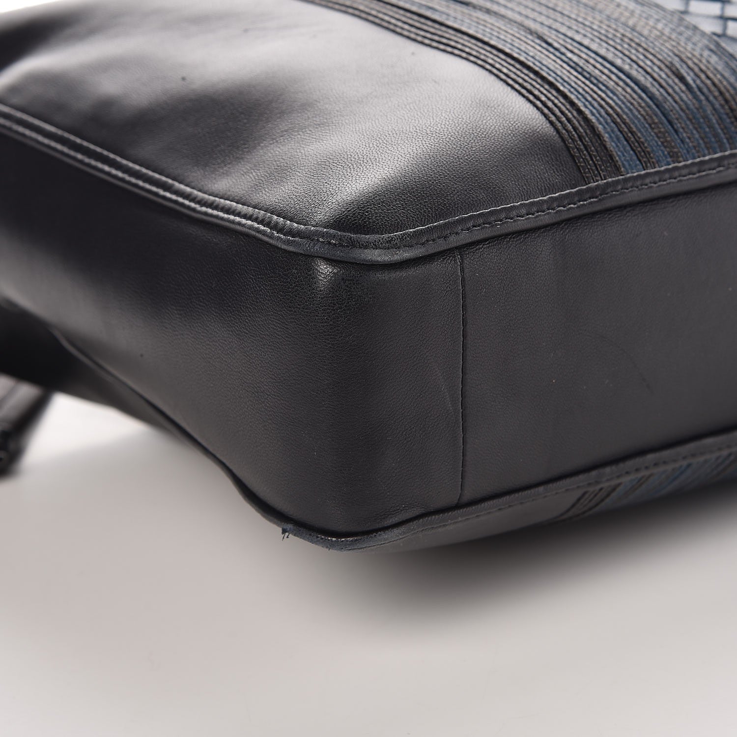 Bottega Veneta Calfskin Leggero Intrecciato Embroidered Briefcase Nero Black Blue 18 of 19