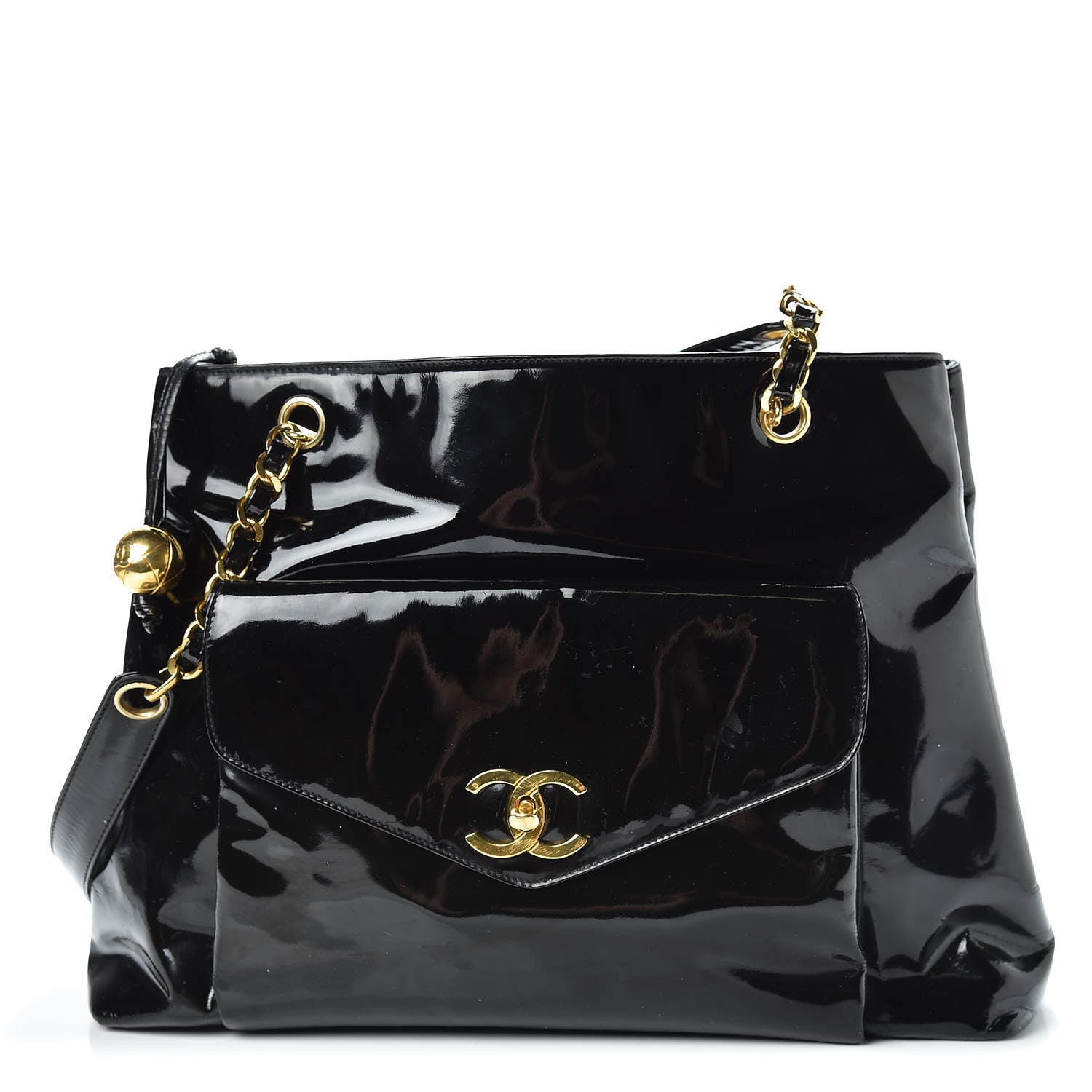 Chanel Patent Flap Shoulder Bag Black 1 of 24