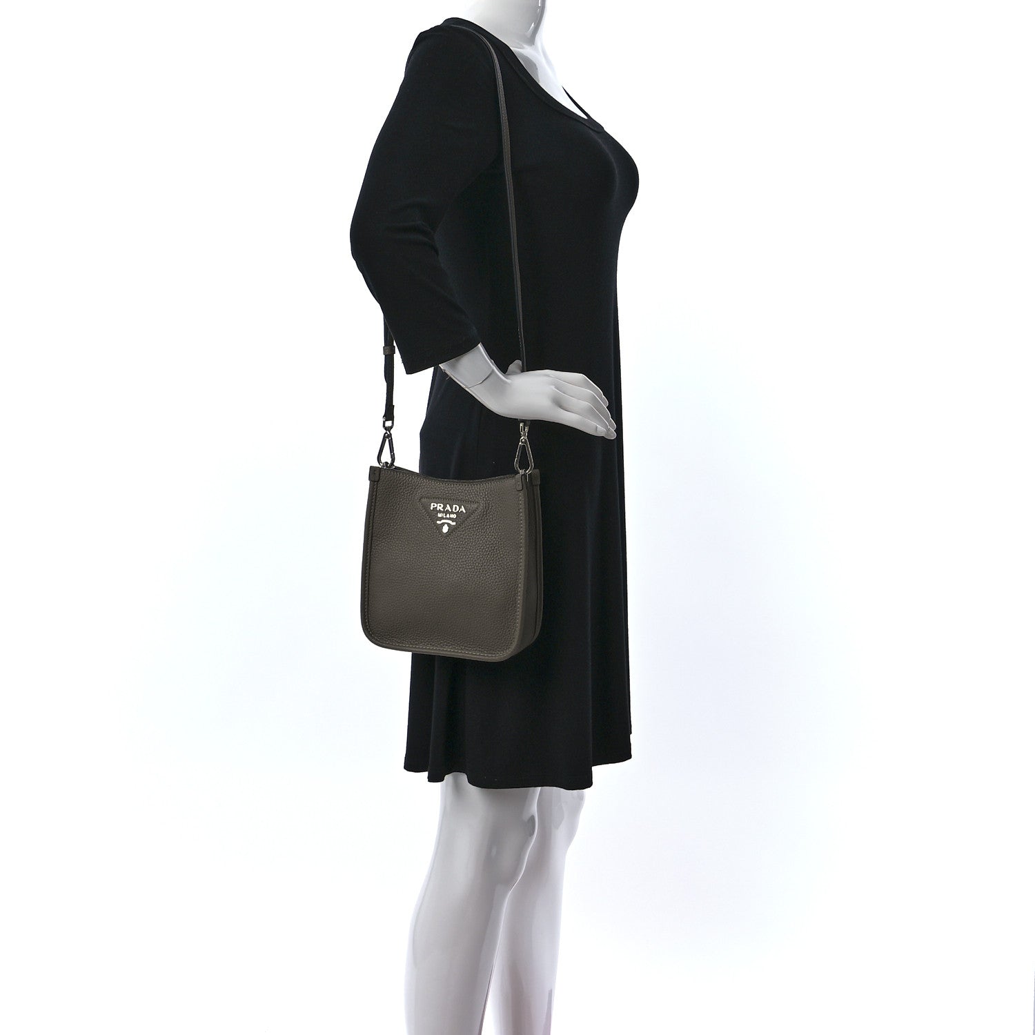 Prada Vitello Daino Soft Mini Hobo Messenger Bag Argilla 2 of 8