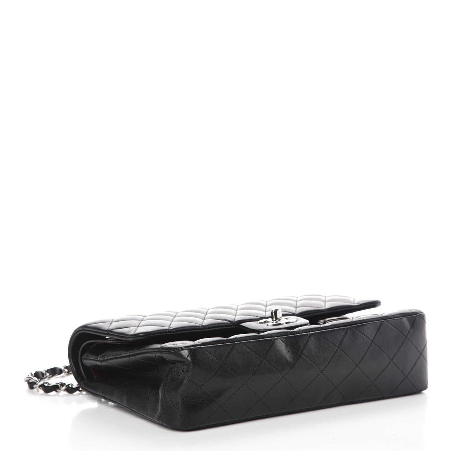 Lambskin Quilted Medium Double Flap Black