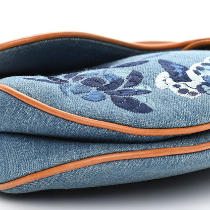 Christian Dior Denim Embroidered Saddle Bag Blue 5 of 10