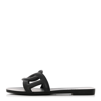 Hermes Rubber Aloha Sandals 37 Black 1 of 8