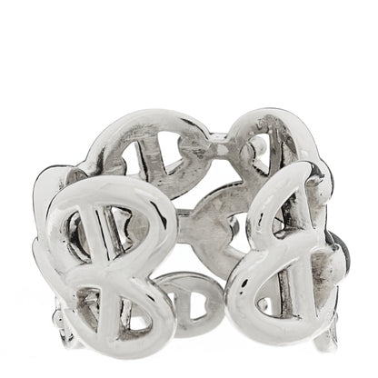 Hermes Sterling Silver GM Chaine d'Ancre Enchainee Band Ring 54 6.75 3 of 5