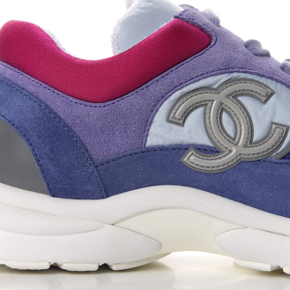 Chanel Nylon Calfskin Suede CC Womens Sneakers 39 Light Blue 10 of 14