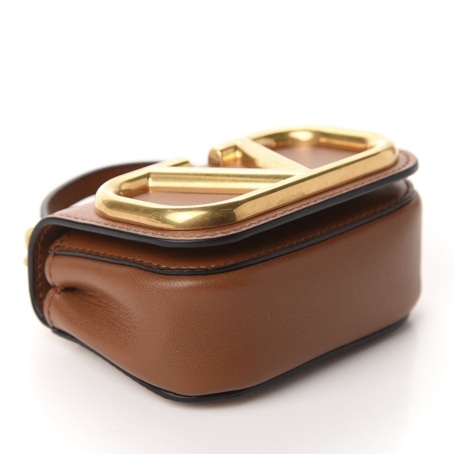 Calfskin Mini Supervee Crossbody Bag Saddle Brown