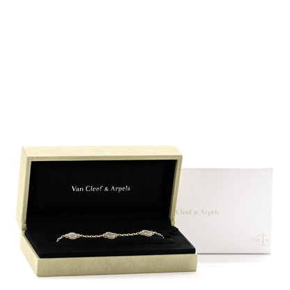Van Cleef & Arpels 18K Yellow Gold Mother of Pearl 5 Motifs Vintage Alhambra Bracelet 6 of 6
