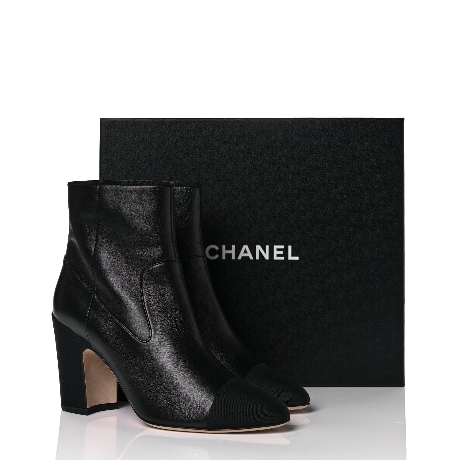 Chanel Lambskin Grosgrain CC Cap Toe Short Boots 38.5 Black 12 of 12