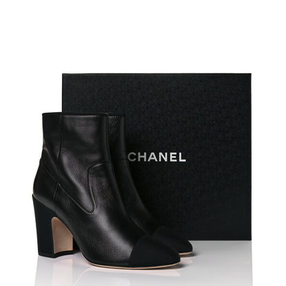 Chanel Lambskin Grosgrain CC Cap Toe Short Boots 38.5 Black 12 of 12