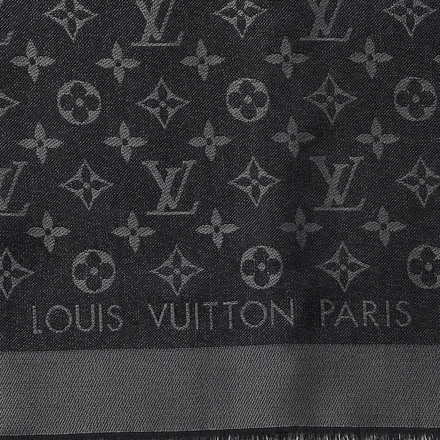 Silk Lurex Wool Monogram Shine Shawl Black