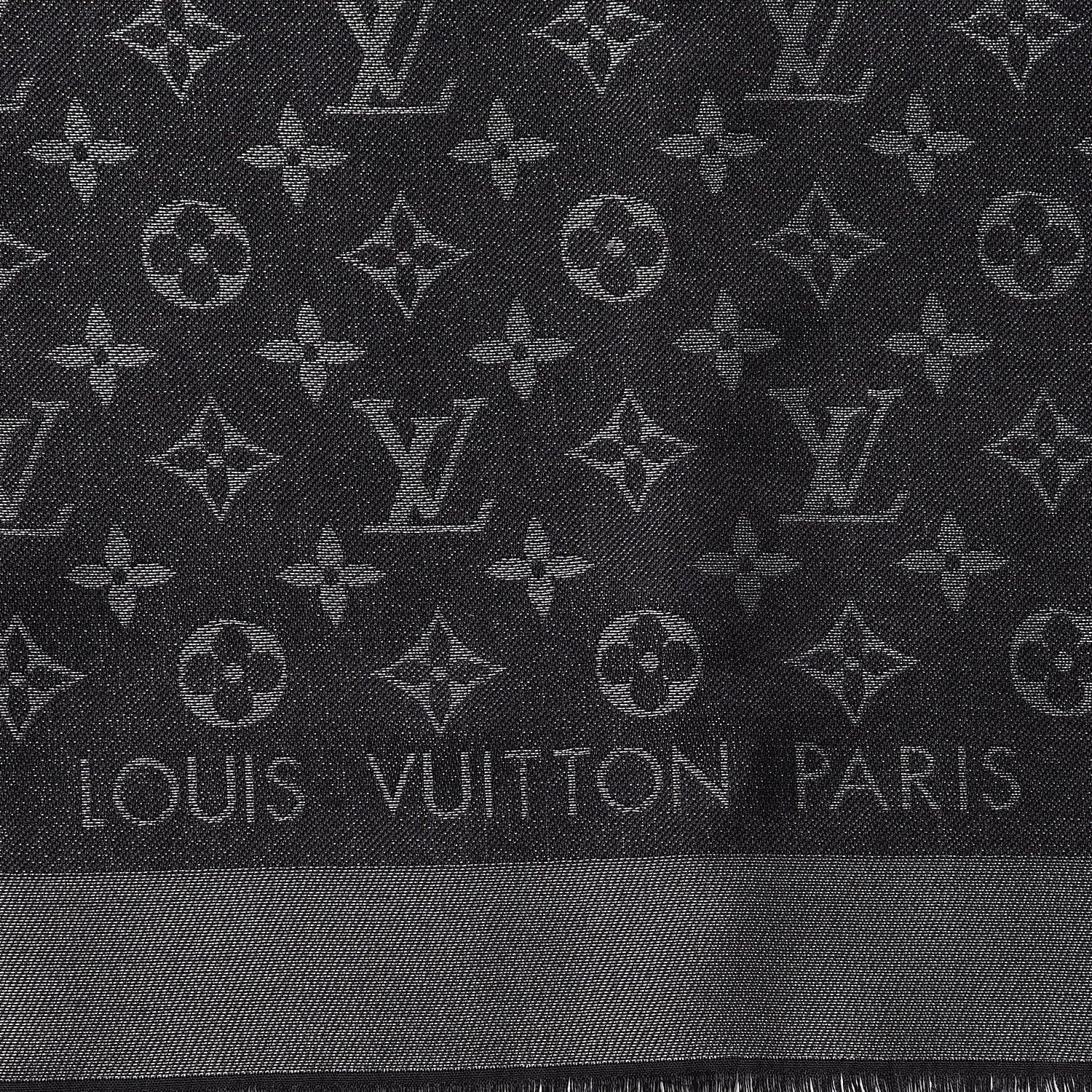 Louis Vuitton Silk Lurex Wool Monogram Shine Shawl Black 4 of 5