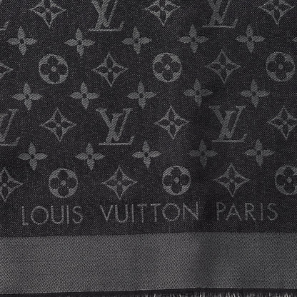 Louis Vuitton Silk Lurex Wool Monogram Shine Shawl Black 4 of 5
