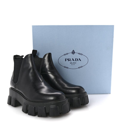 Prada Spazzolato Rois Monolith Chelsea 55mm Ankle Boots 39.5 Black 11 of 11