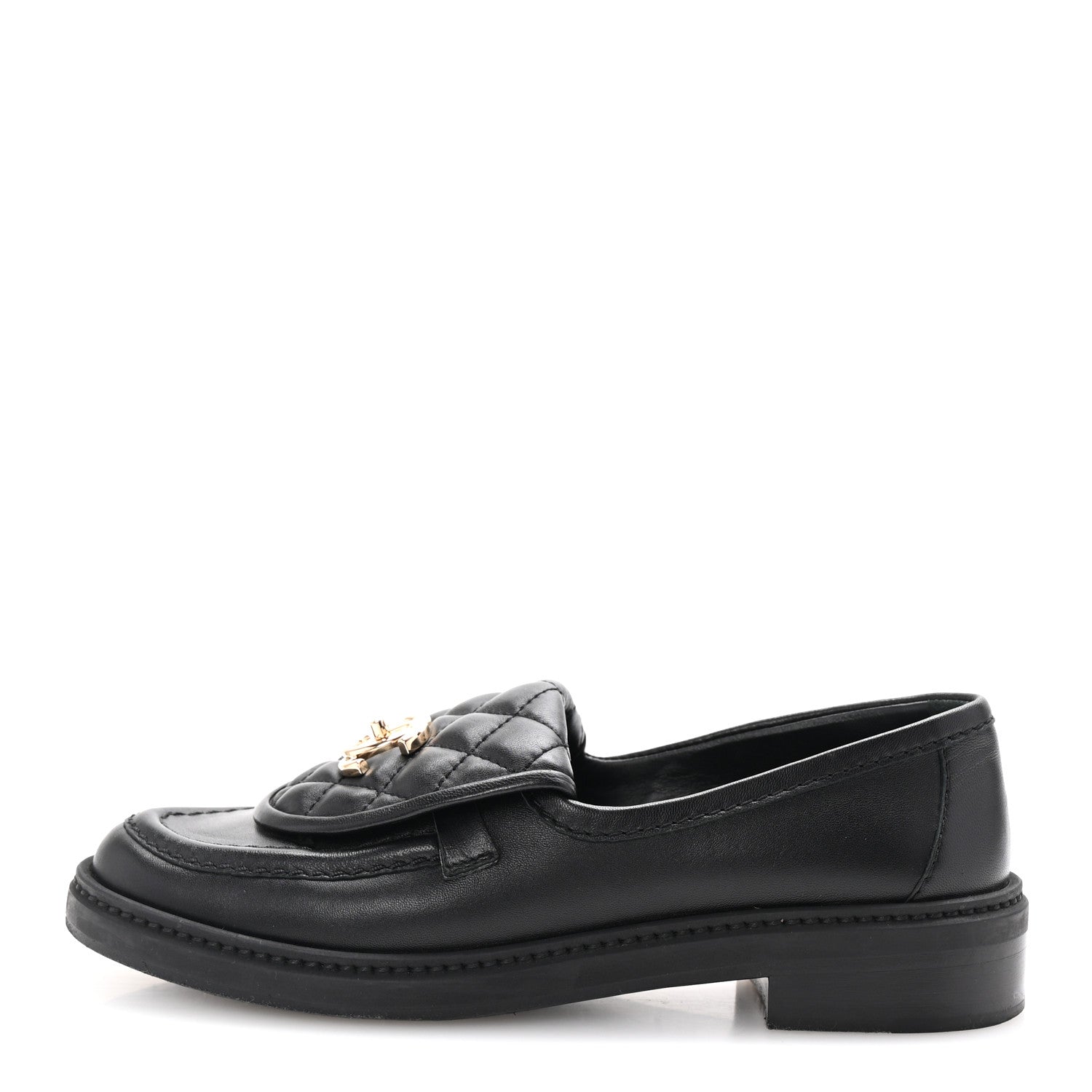 Chanel Lambskin Quilted CC Turnlock Loafers 35.5 Black 1 of 9