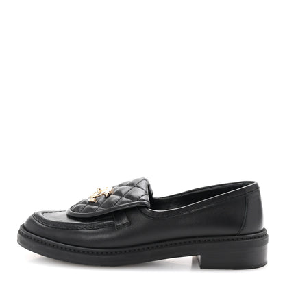 Chanel Lambskin Quilted CC Turnlock Loafers 35.5 Black 1 of 9