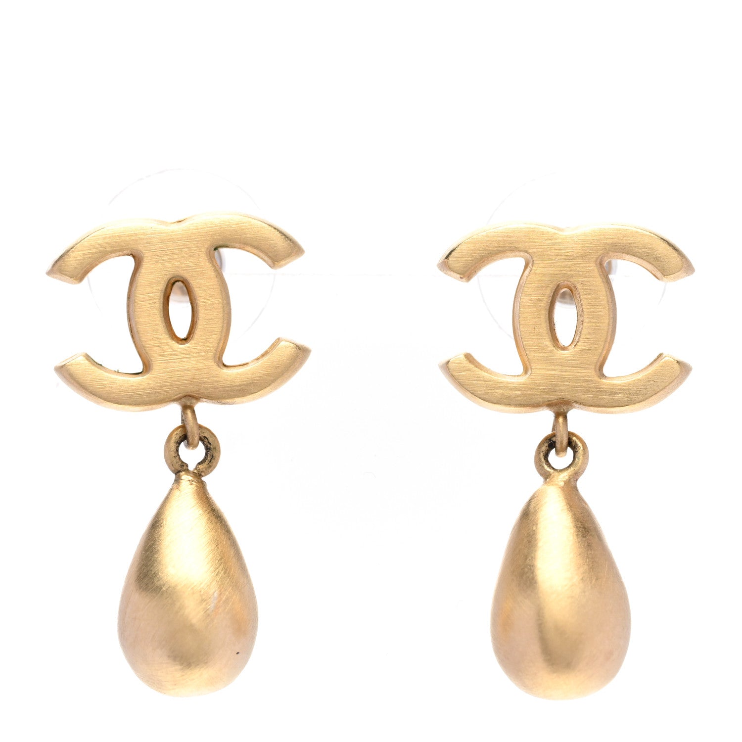Chanel Metal CC Teardrop Earrings Matte Gold 1 of 3