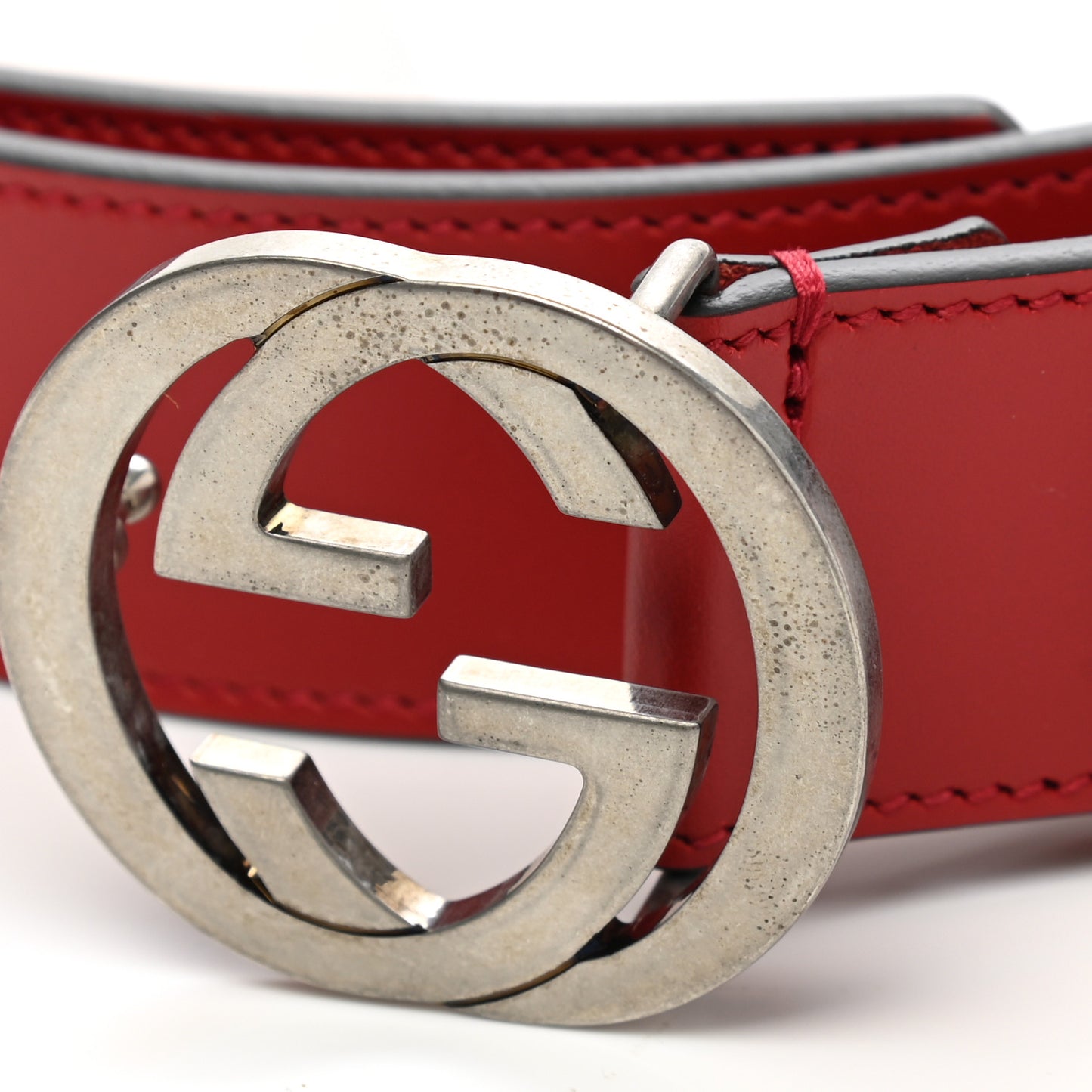 Selleria Calfskin Mens Interlocking G 37mm Belt Rosso