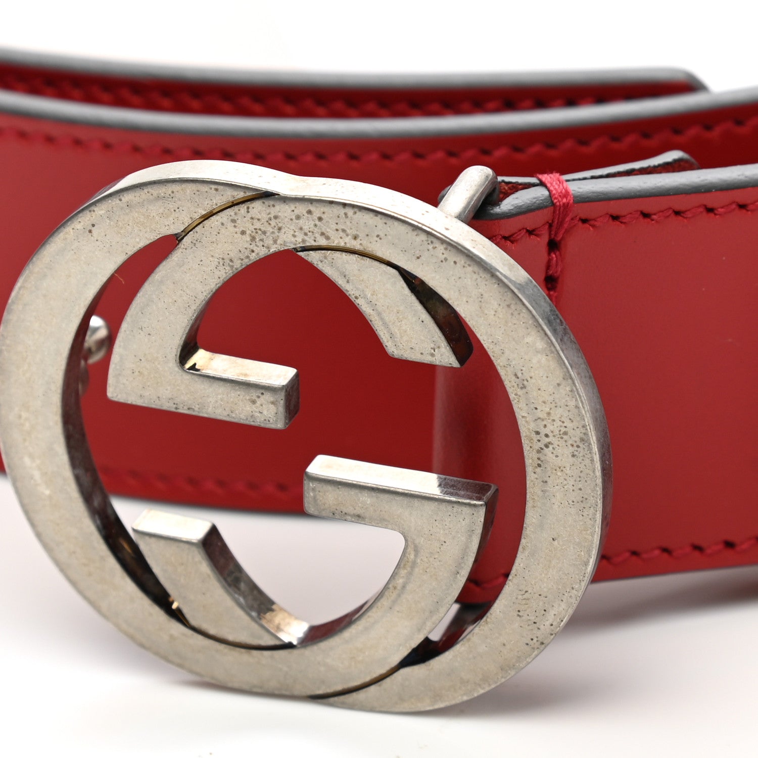 Gucci Selleria Calfskin Mens Interlocking G 37mm Belt Rosso 6 of 6