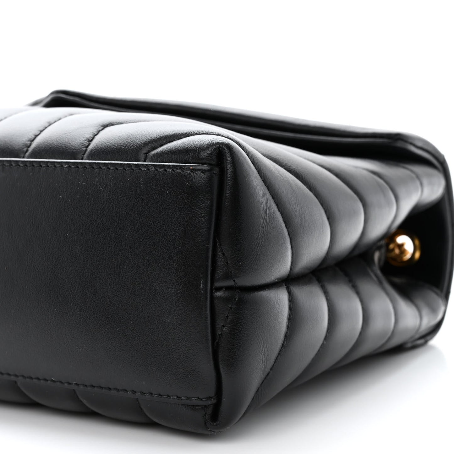 Calfskin Y Quilted Monogram Small Loulou Chain Satchel Black