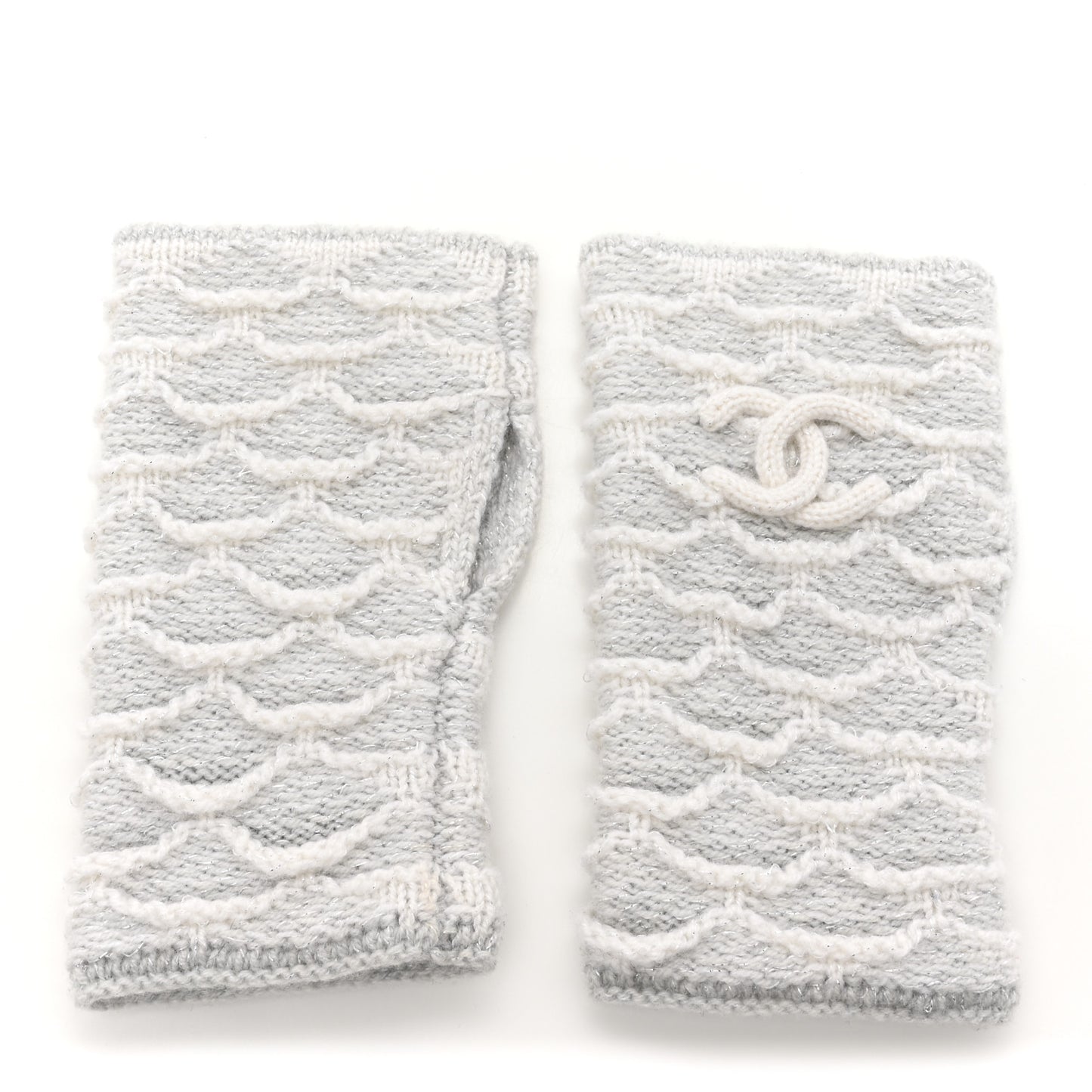 Metallic Cashmere Viscose CC Fingerless Gloves Grey