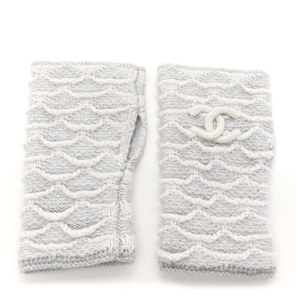 Chanel Metallic Cashmere Viscose CC Fingerless Gloves Grey 1 of 4
