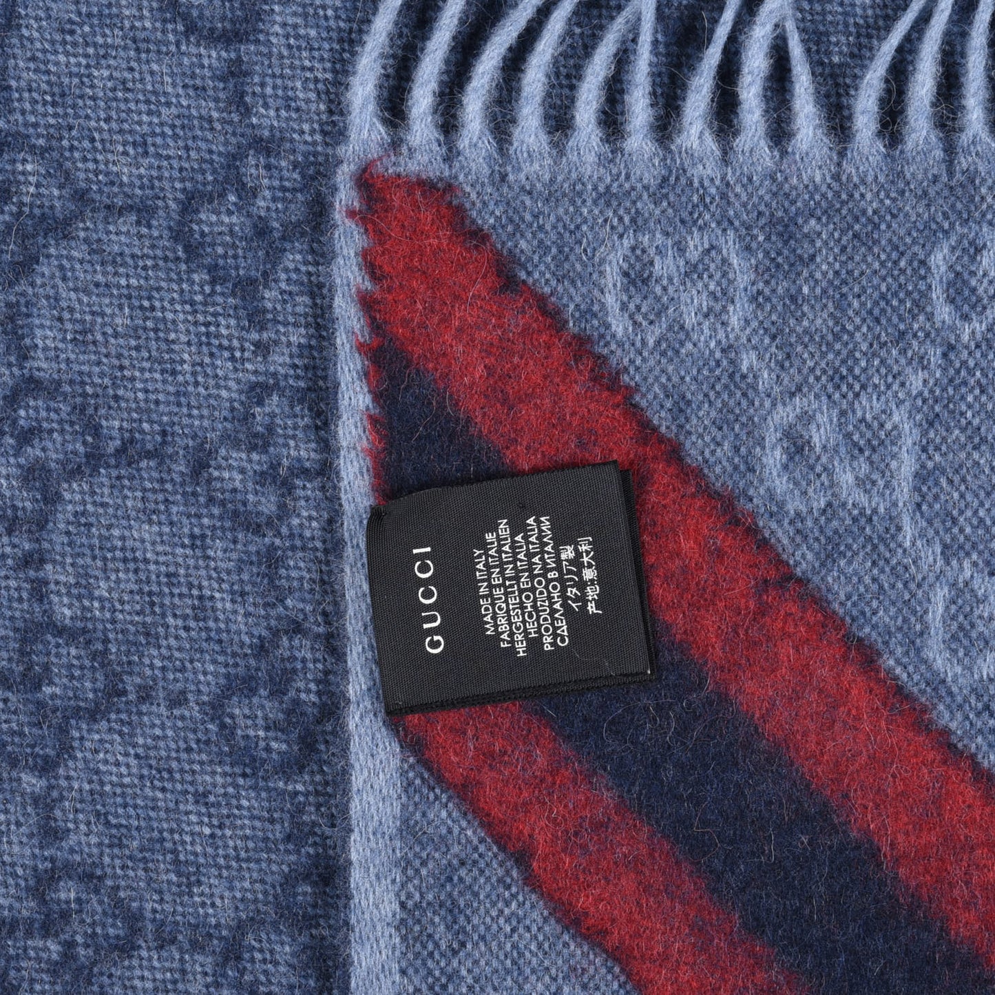 Wool Alpaca Monogram Web New Nikky Scarf Midnight Blue