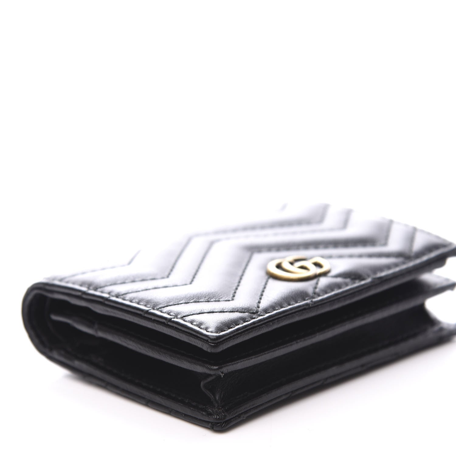 Gucci Calfskin Matelasse GG Marmont Card Case Wallet Black 7 of 8
