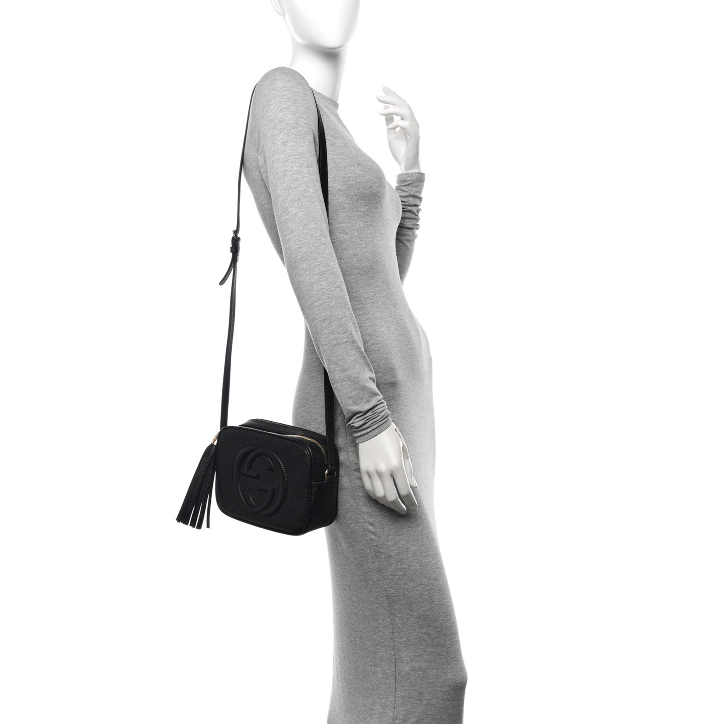 Pebbled Calfskin Small Soho Disco Bag Black