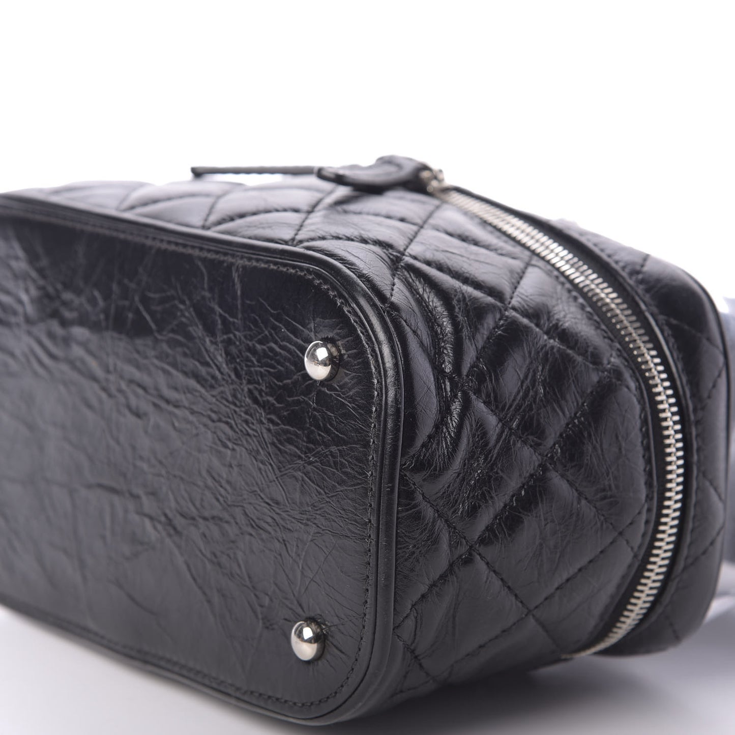 Crumpled Calfskin PVC Quilted Flap Black