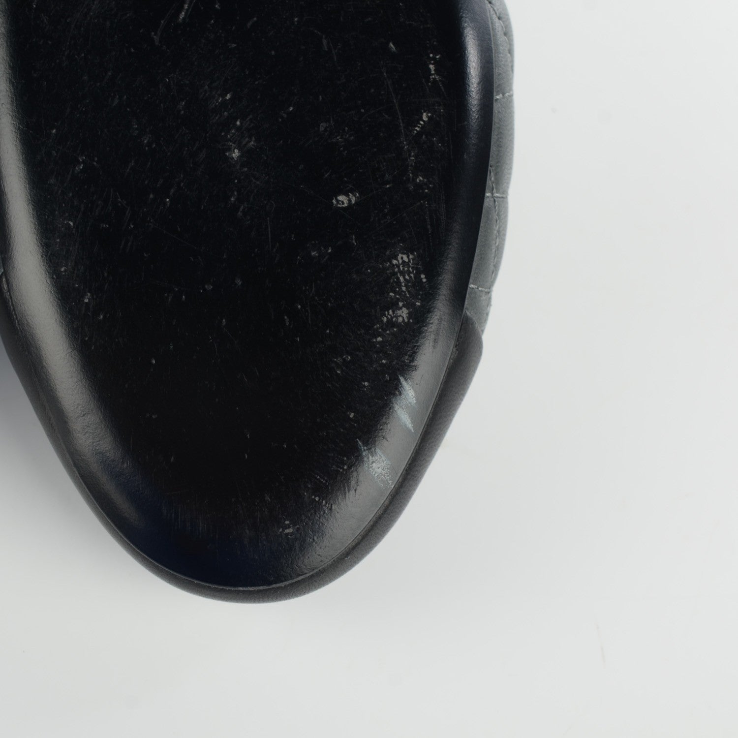 Chanel Lambskin Quilted Cap Toe CC Ballerina Flats 39.5 Charcoal Black 9 of 11