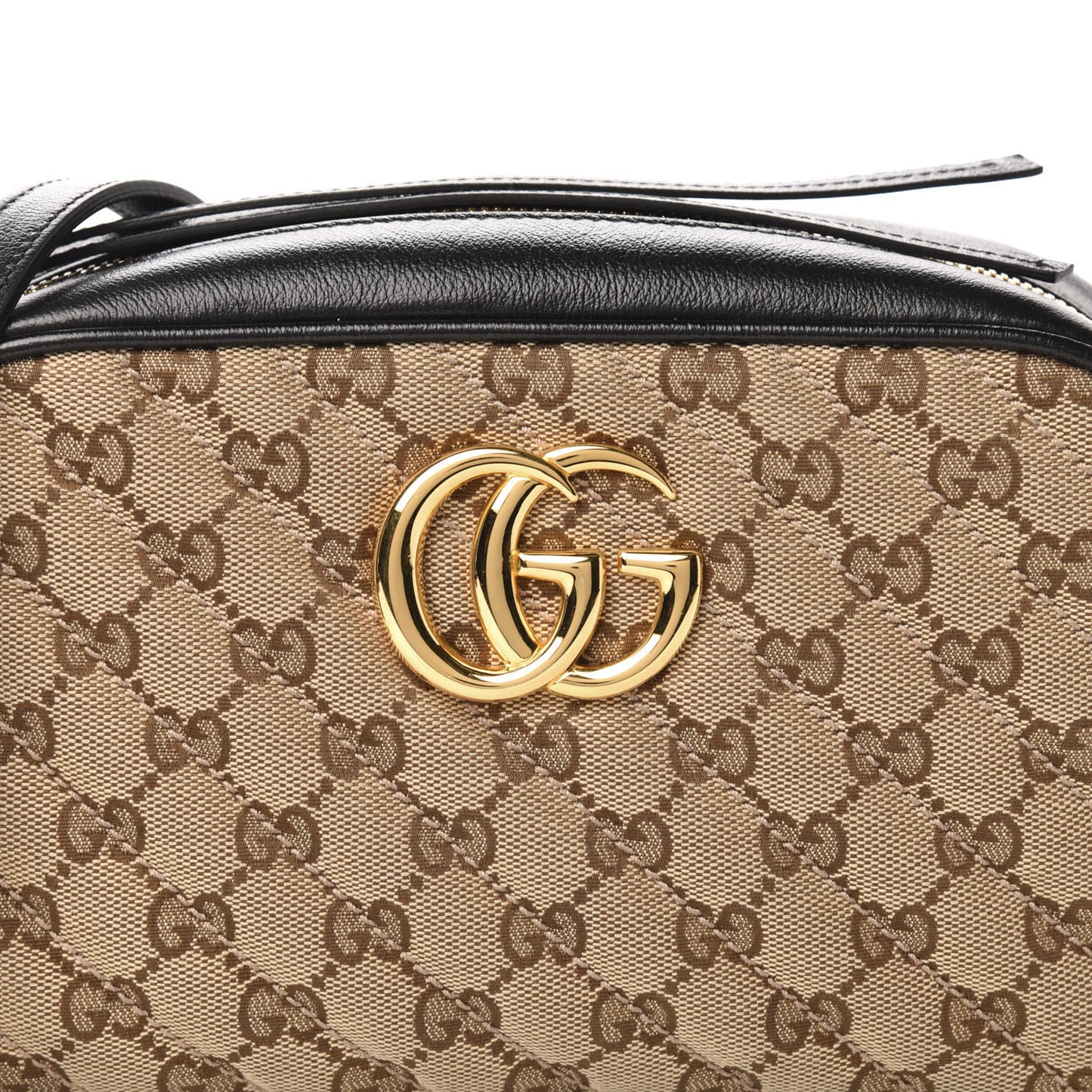 Monogram Matelasse Diagonal Small GG Marmont Chain Shoulder Bag Beige Black
