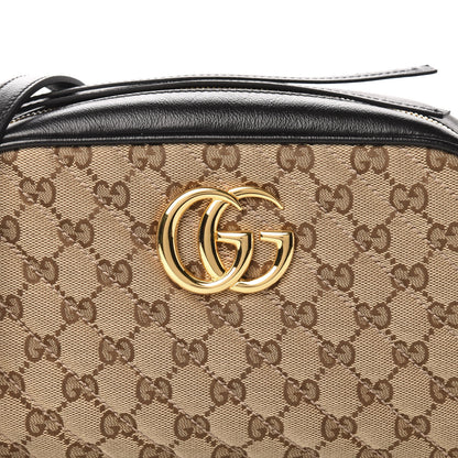 Gucci Monogram Matelasse Diagonal Small GG Marmont Chain Shoulder Bag Beige Black 12 of 13