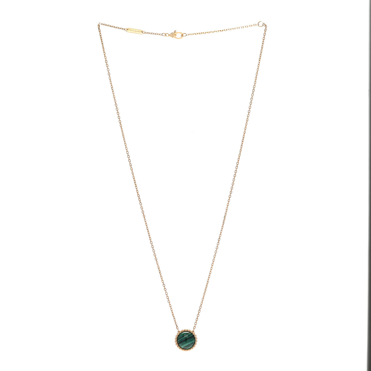Van Cleef & Arpels 18K Yellow Gold Malachite Perlee Couleurs Pendant Necklace 3 of 6