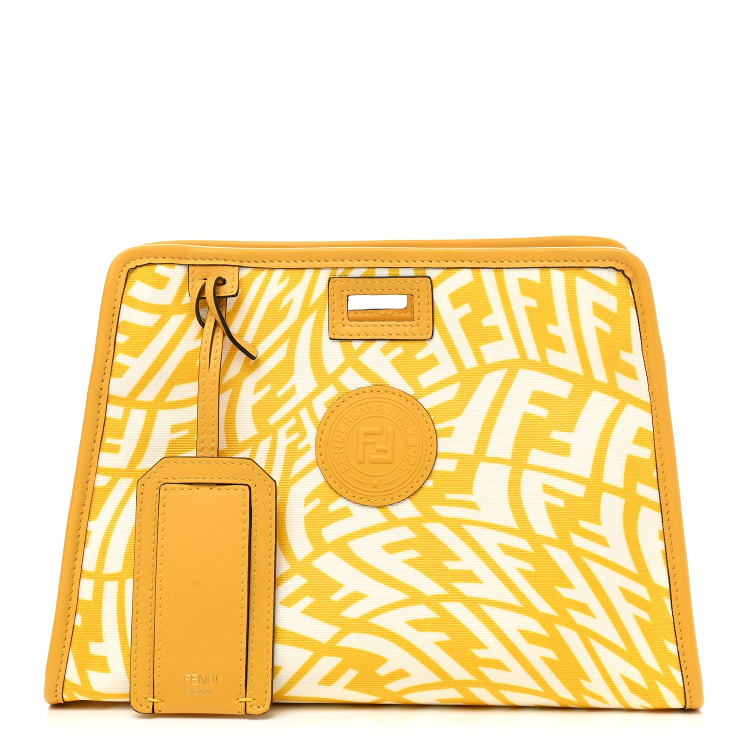 Fendi X SARAH COLEMAN Glazed Canvas Vitello Grace FF Vertigo Mini Peekaboo Defender Cover Mimosa White 1 of 10