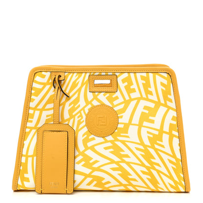 Fendi X SARAH COLEMAN Glazed Canvas Vitello Grace FF Vertigo Mini Peekaboo Defender Cover Mimosa White 1 of 10