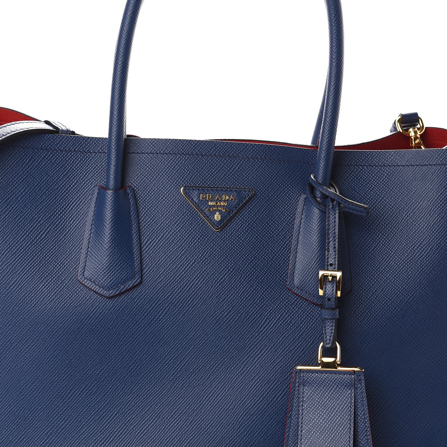 Prada Saffiano Cuir Large Double Bag Bleuette 6 of 8