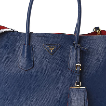 Prada Saffiano Cuir Large Double Bag Bleuette 6 of 8