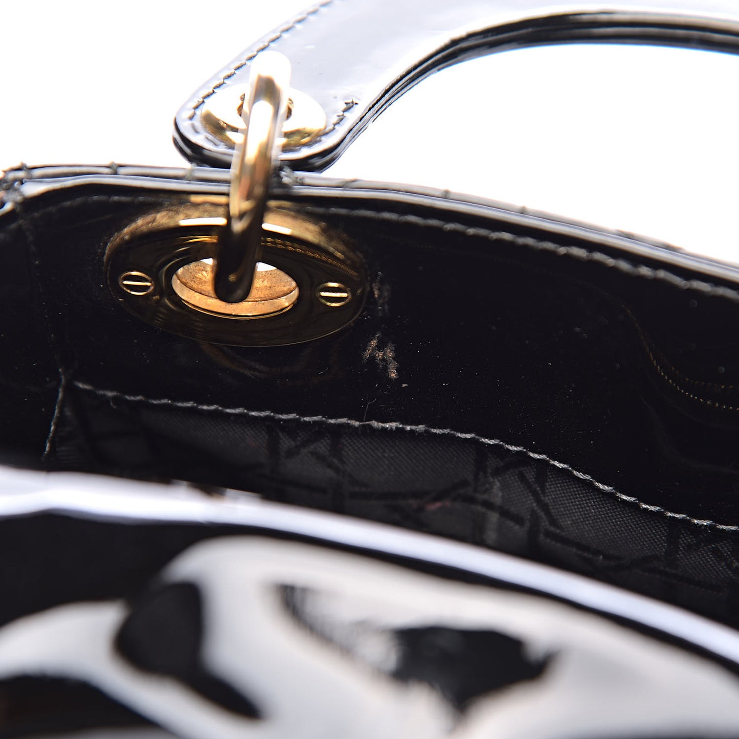 Patent Cannage Mini Lady Dior Black