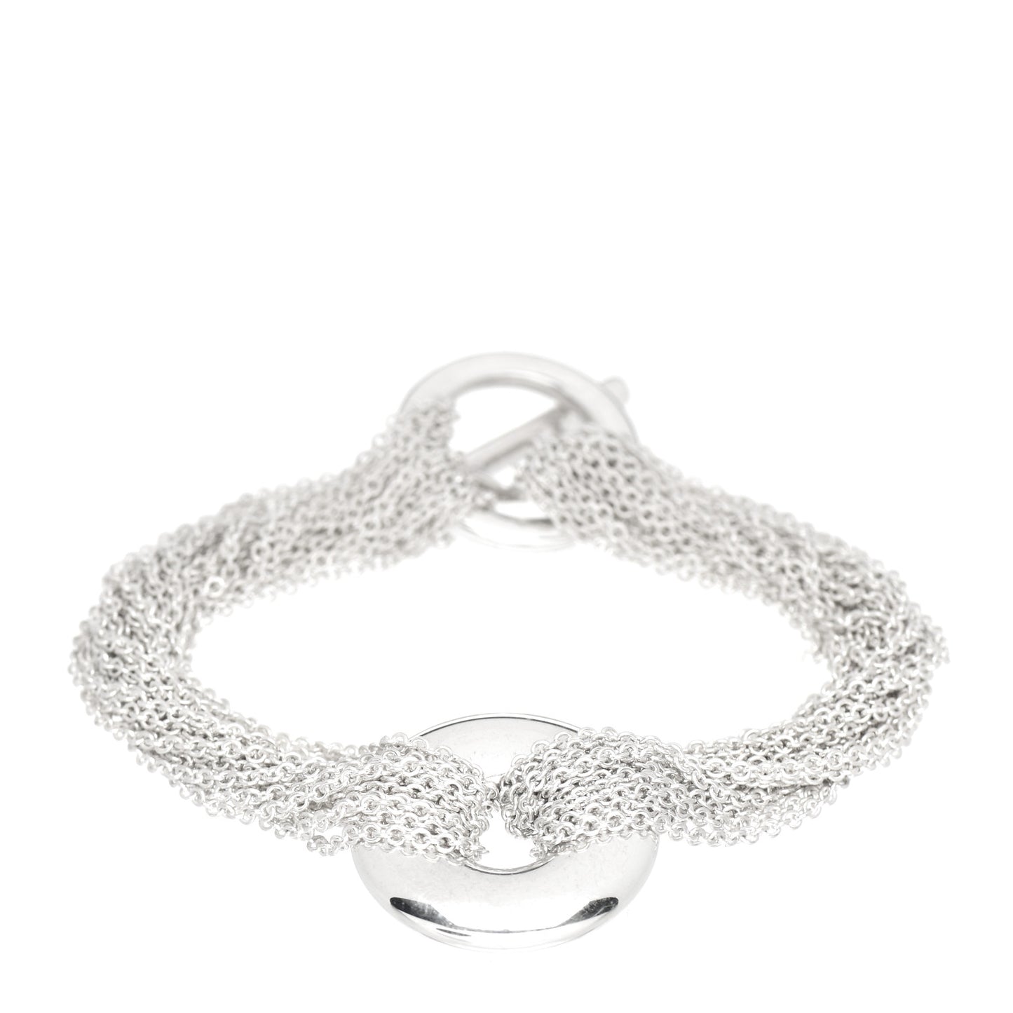 Sterling Silver Multi-Chain Circle Toggle Bracelet