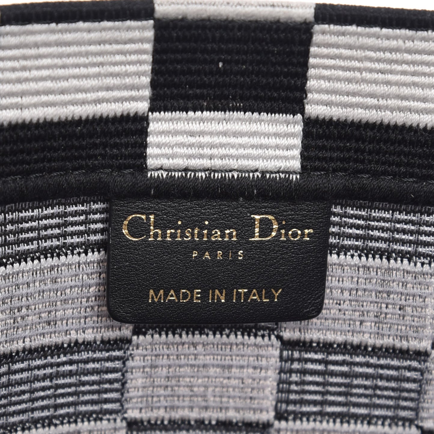 Canvas Embroidered Checkered Book Tote Black White