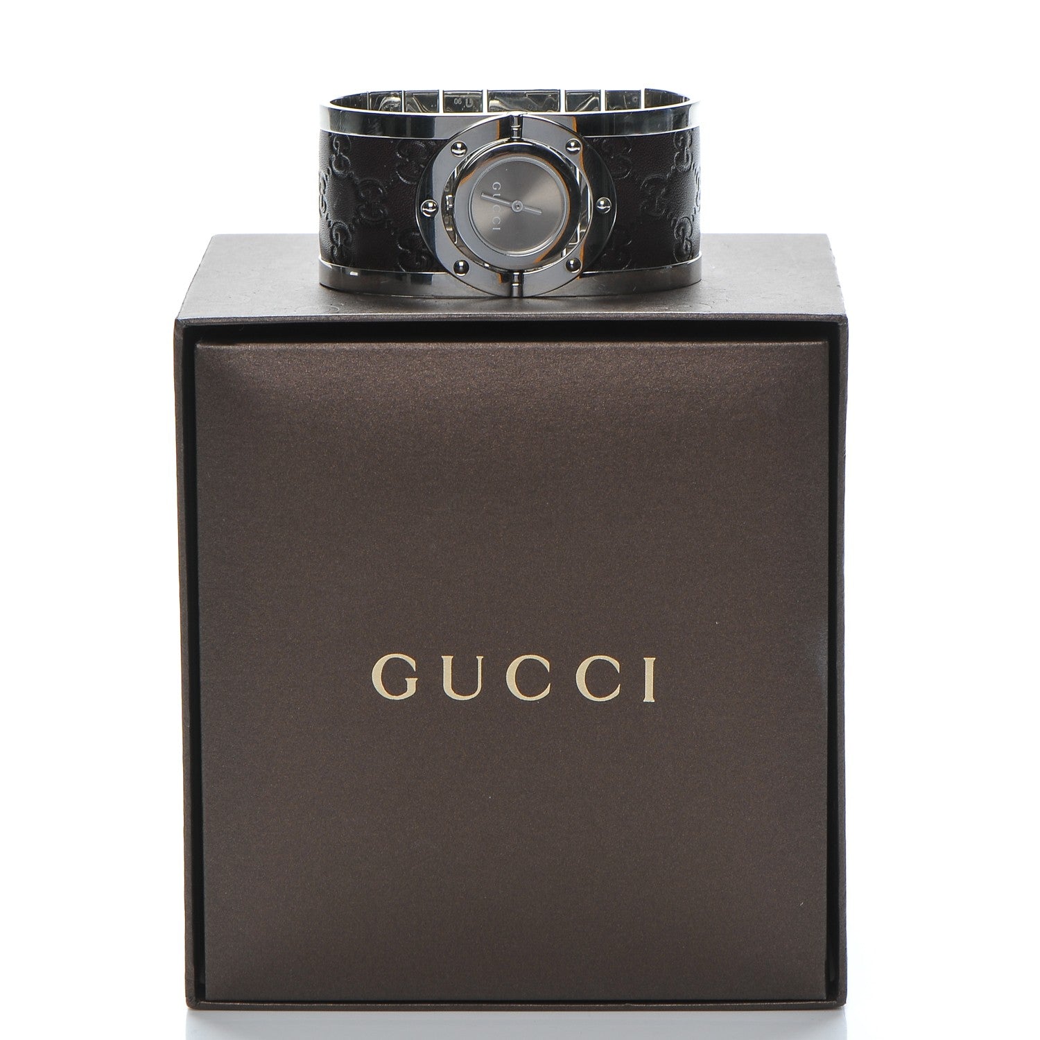 Gucci Stainless Steel Calfskin 33mm Twirl Quartz Watch Brown 6 of 6